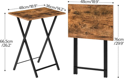Set of 2 Folding Compact Side Tables for Small Spaces