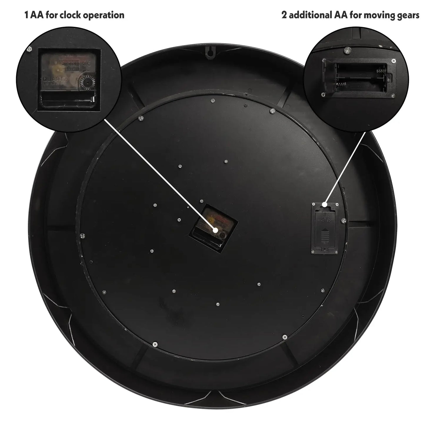 24 Inch Wall Clock With Moving Gears