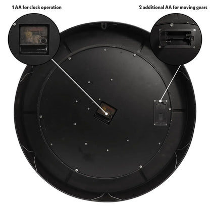 24 Inch Wall Clock With Moving Gears