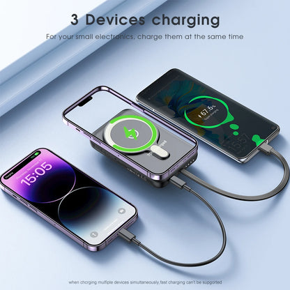 Magnetic Wireless Charger with Built-in Fast Charge Cable