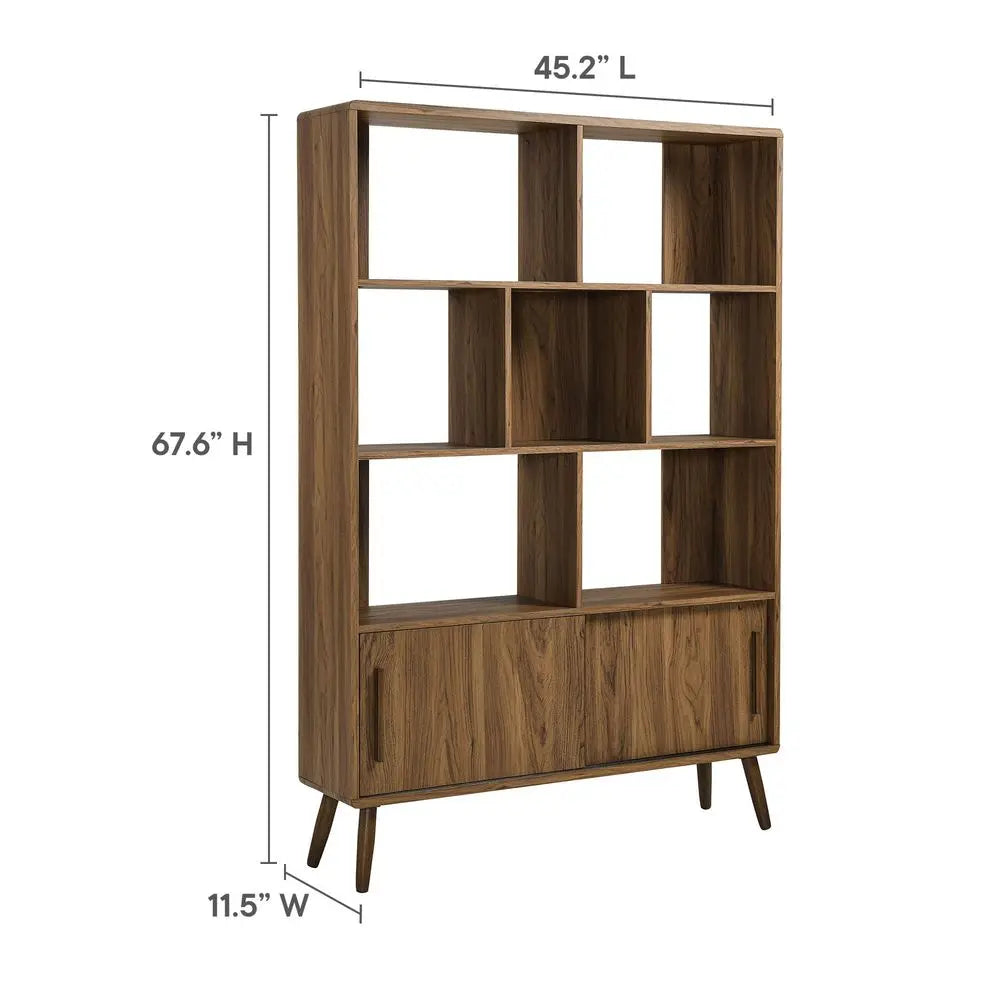 8 Shelf Bookcase with Sliding Doors