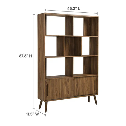 8 Shelf Bookcase with Sliding Doors