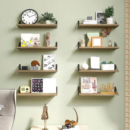 8pcs Floating Shelves Rustic Wood Wall Shelves
