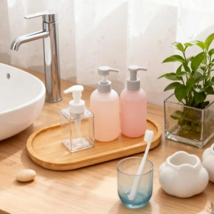 4Pcs Bamboo Oval Wooden Bathroom Tray