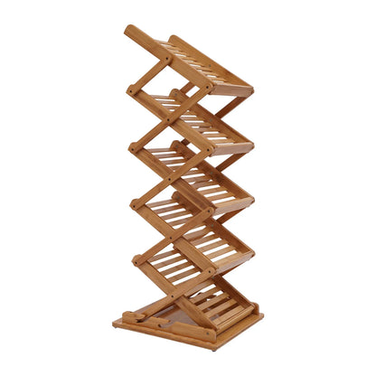 Bamboo Magazine Rack 5-Tier Foldable Storage Organizer