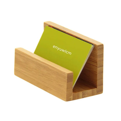 2 Pack Bamboo Wood Desktop Business Card Holder