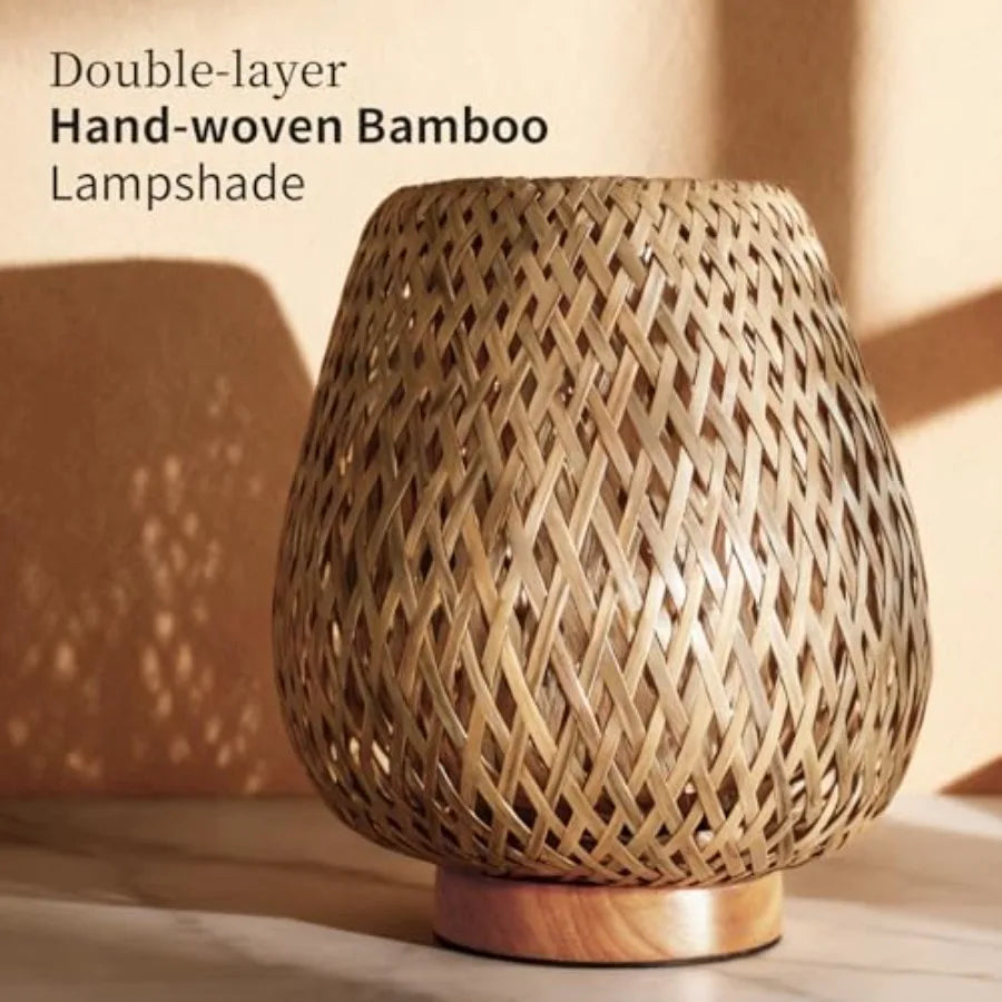 Table Lamp with Double Layer Woven Shade