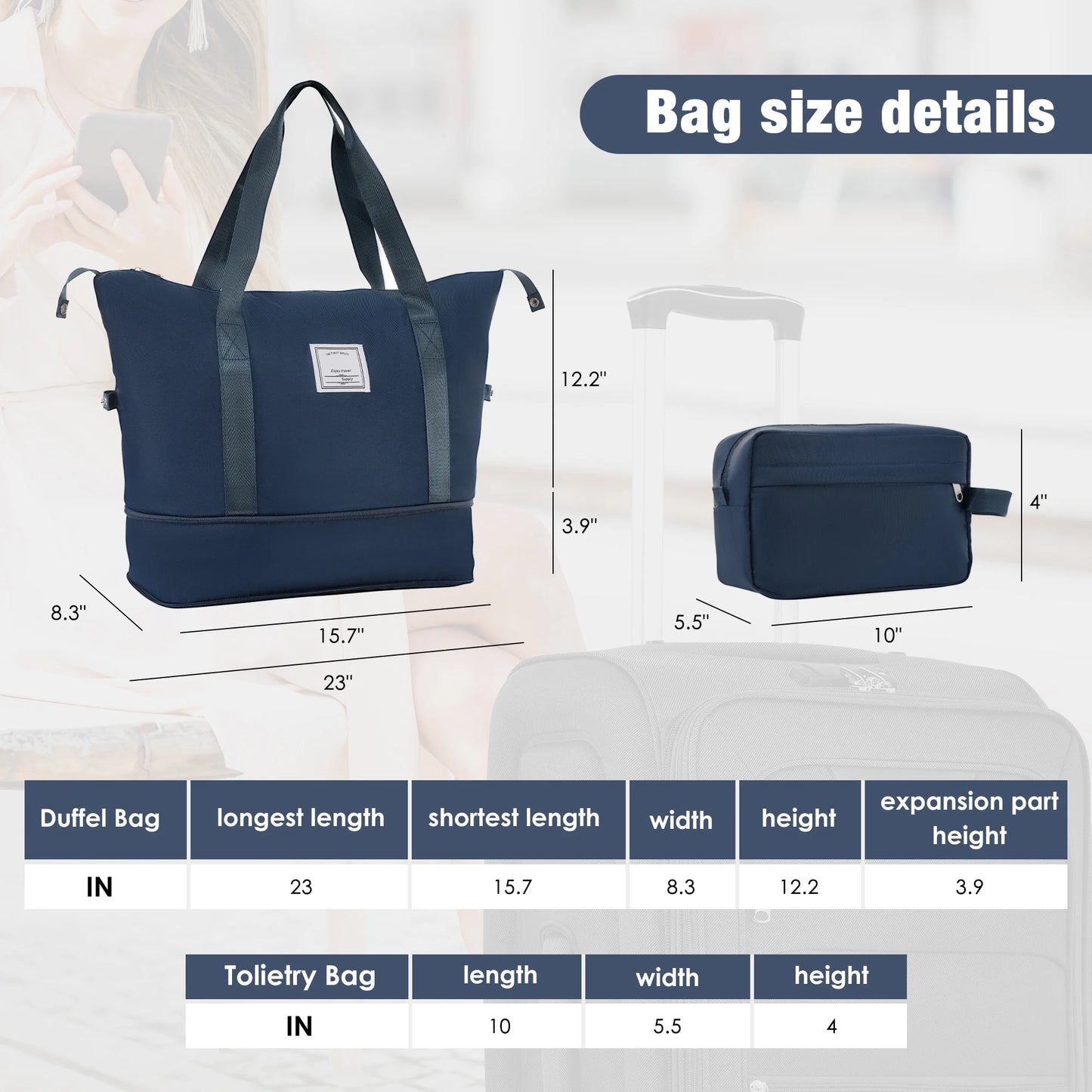 5 Piece Set Soft Expandable Travel Luggage Bag