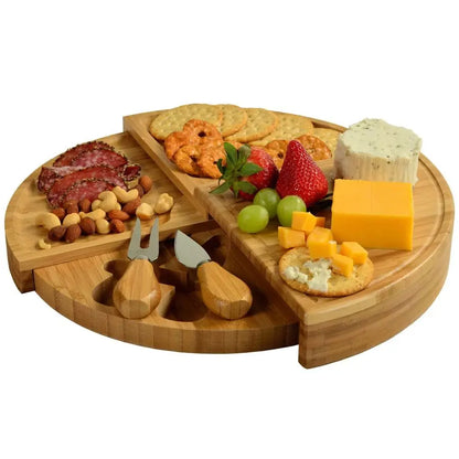 Bamboo Board for Appetizers with Cheese Tools