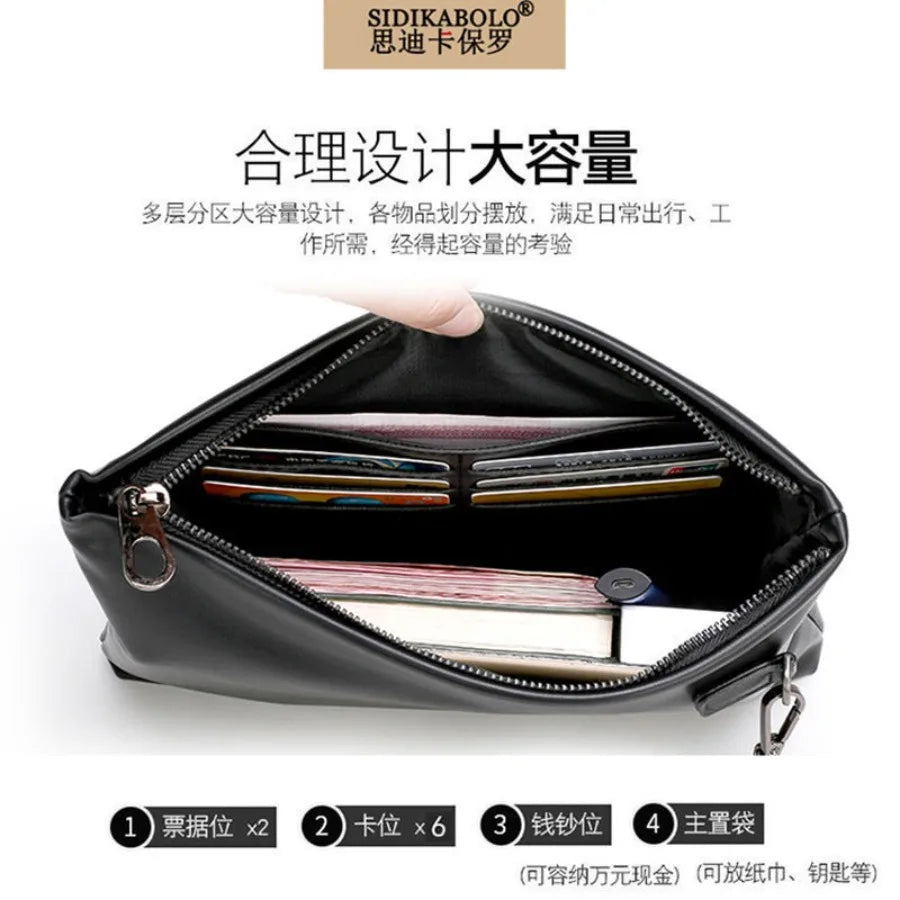 Black Faux Leather Clutch Bag