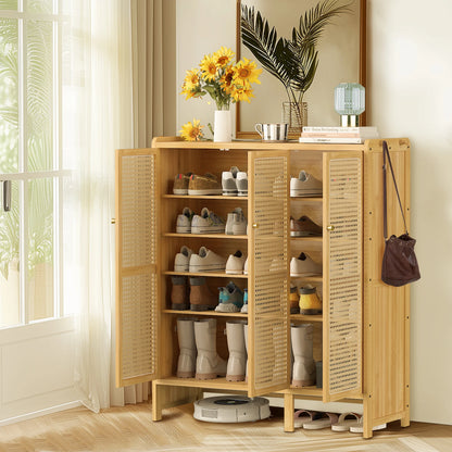 Bamboo 20 Pairs Shoe Storage Organizer Cabinet