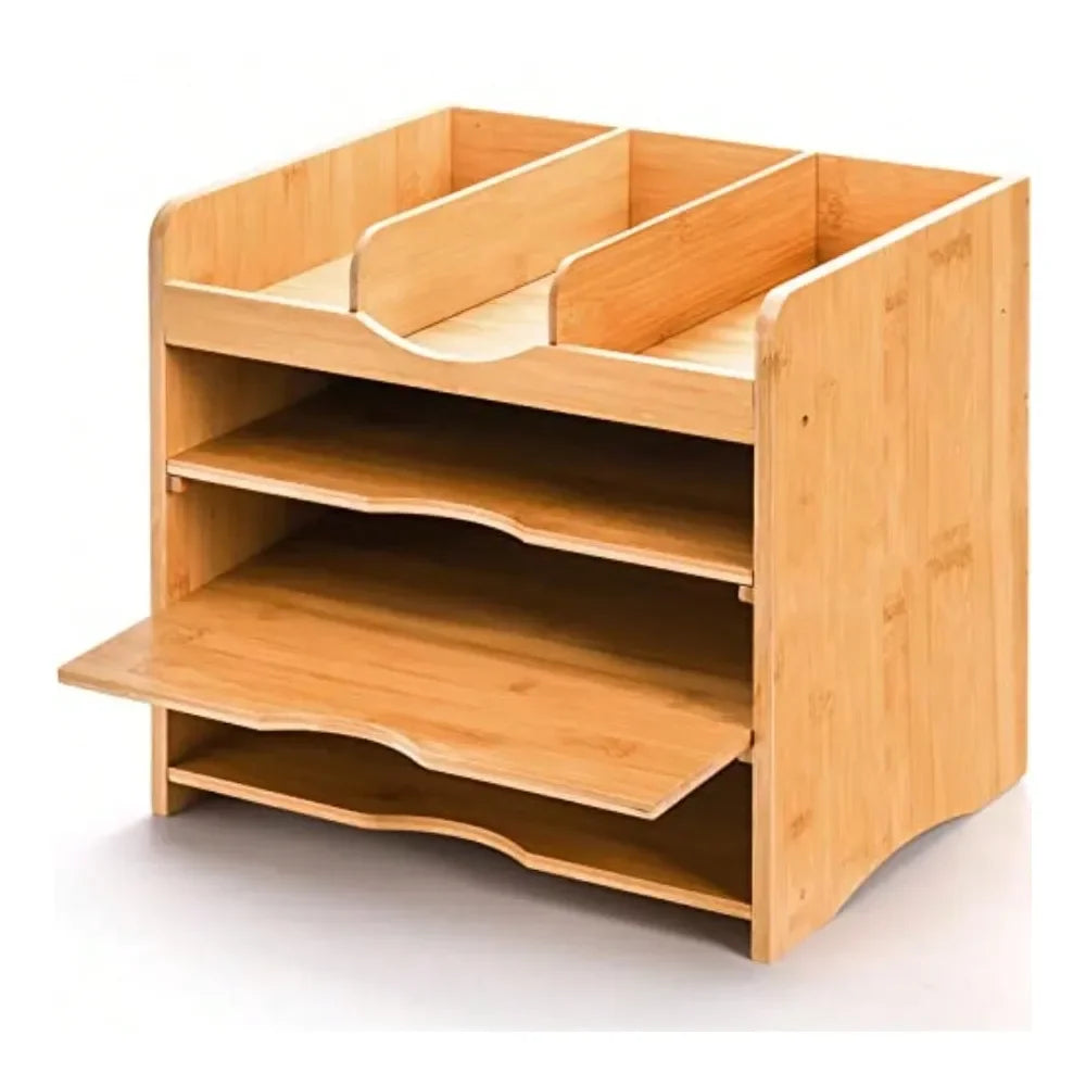 Office Storage Bamboo Desk File Organizer