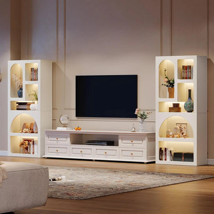 White Arched Bookcase with 5 Irregular Storage Shelves