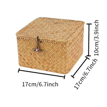 Wicker Shelf Baskets with Lid
