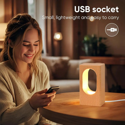 Dimmable Wooden Desk Lamp Home Ambient Lighting