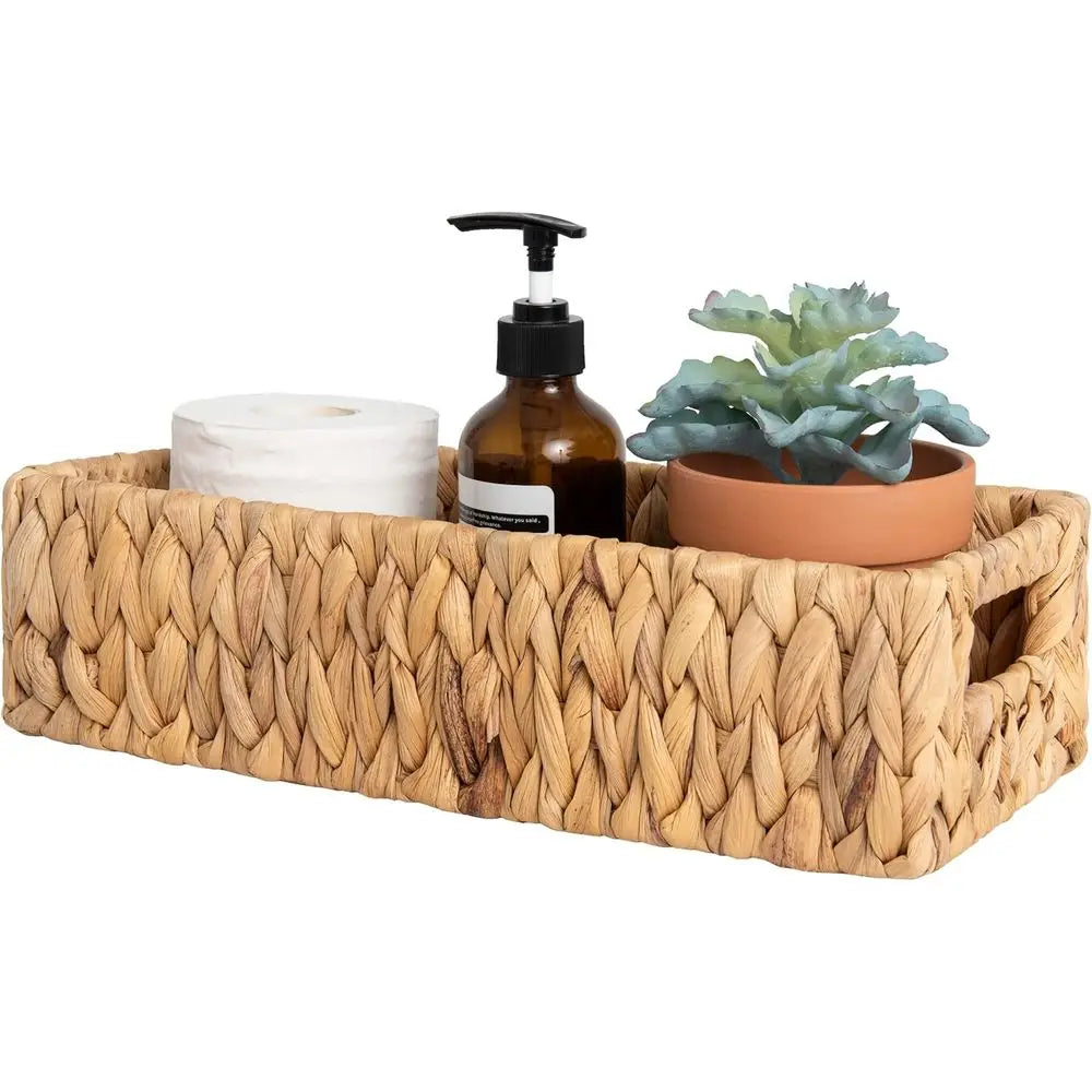 Basket Toilet Paper Wicker Storage Built-in Handles