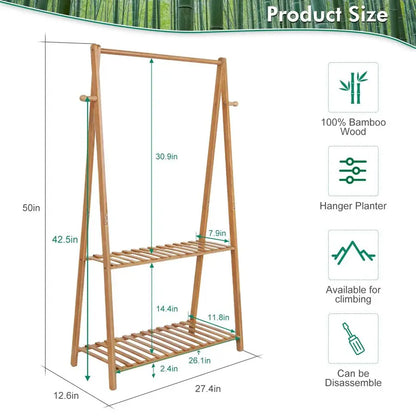 Bamboo Plant Shelves Holder Rack for Patio