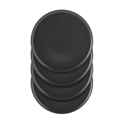 Matte Black Stoneware 4-Piece Dinner Plate Set