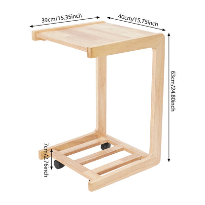 C-Shaped Small Side Table with Wheels
