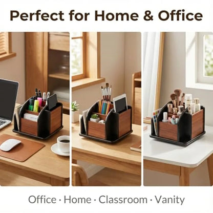 Wooden Desk Organizer with 6 Compartments