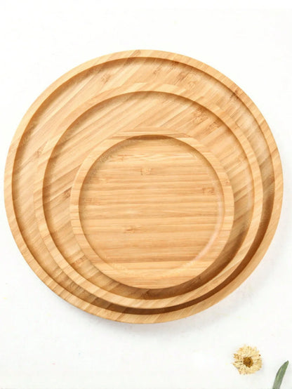 1pc Round Bamboo Food Tray