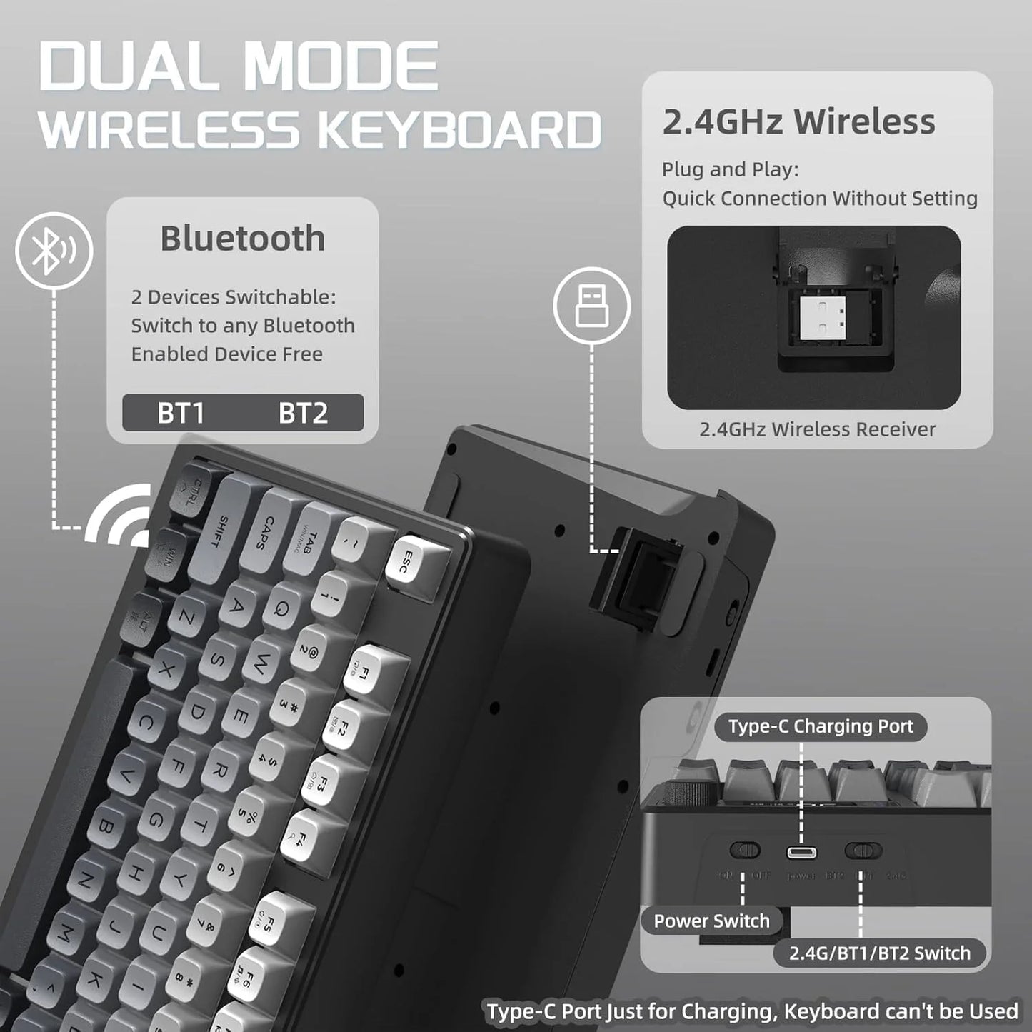 Wireless Gaming Keyboard Creamy Membrane
