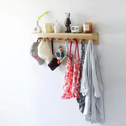 Wall-Mounted Wooden Coat Rack with Shelf