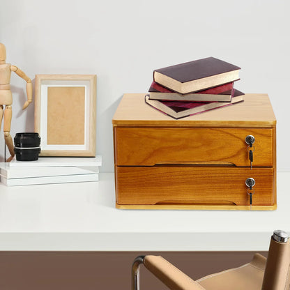 2-Tier  Desktop Storage Box with Lockable Drawers