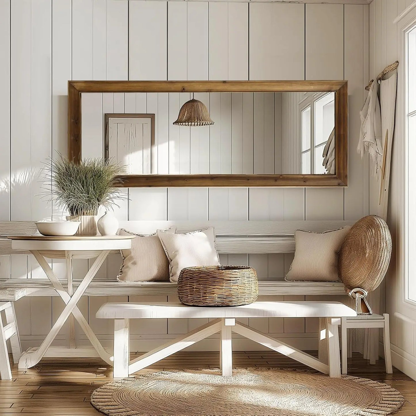 Rustic Wood Frame Full Length Mirror