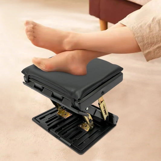Black Ergonomic Foldable Footrest Under-Desk Stool
