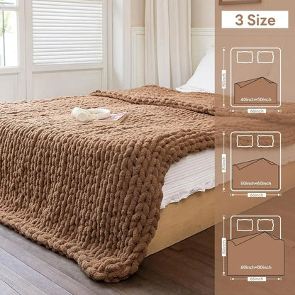 Chunky Knit 100% Woven Throw Blanket