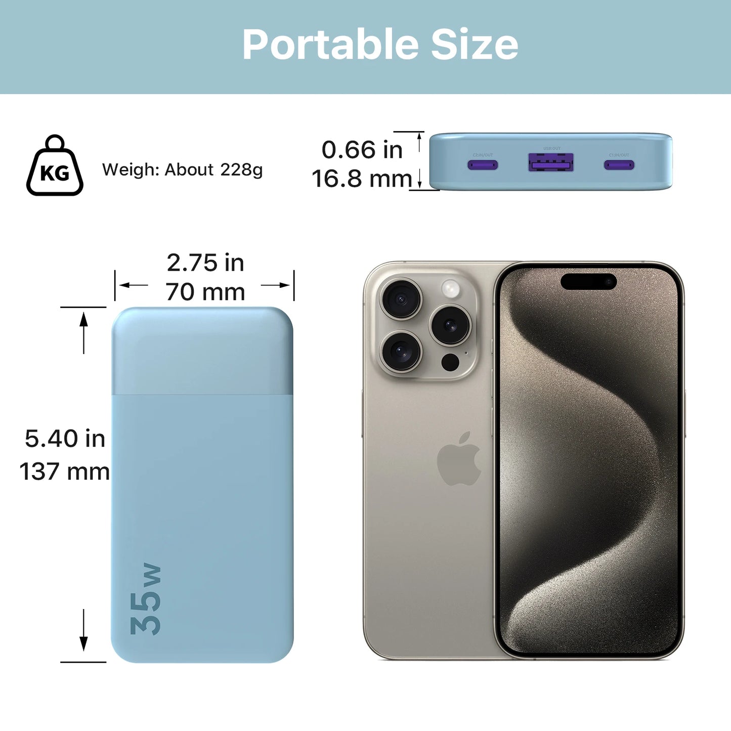 Slim Power Bank 10000mAh Mini Pocket