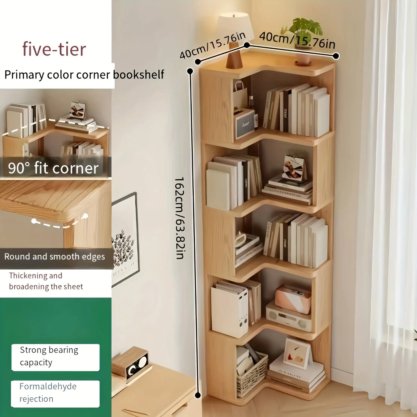 3-Tier/5-Tier L-Shaped Corner Bookshelf