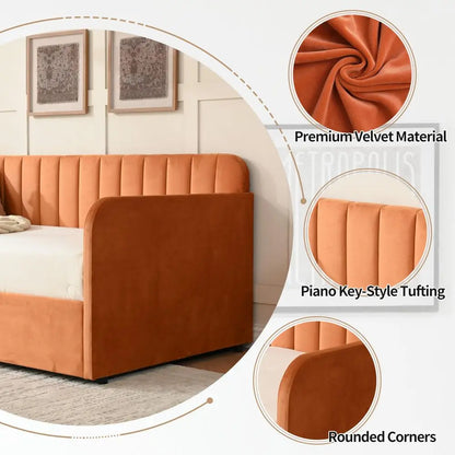 Velvet Upholstered Daybed with Storage