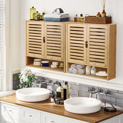 Wall-Mounted Bamboo Bathroom Cabinet Storage