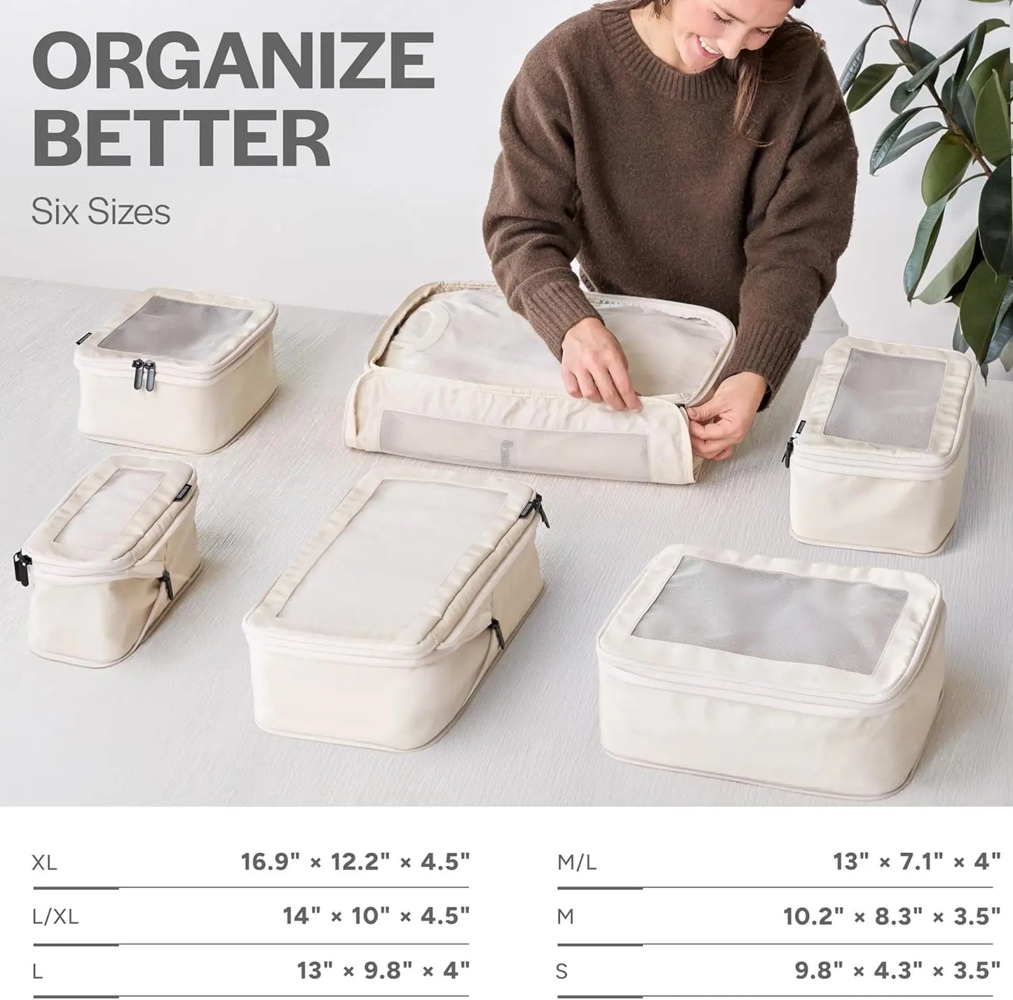 Travel Compression Packing Cubes Luggage Organizer