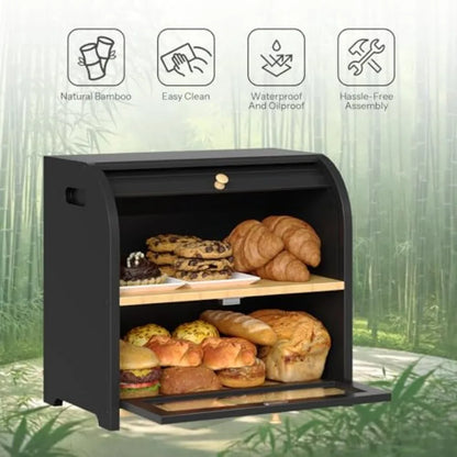 Bamboo Bread Box for Kitchen Countertop