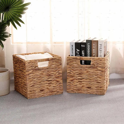 Set of 2 Collapsible Cube Wicker Storage Baskets