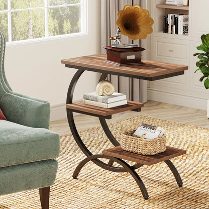 3-Tier Small Table with Storage Shelves