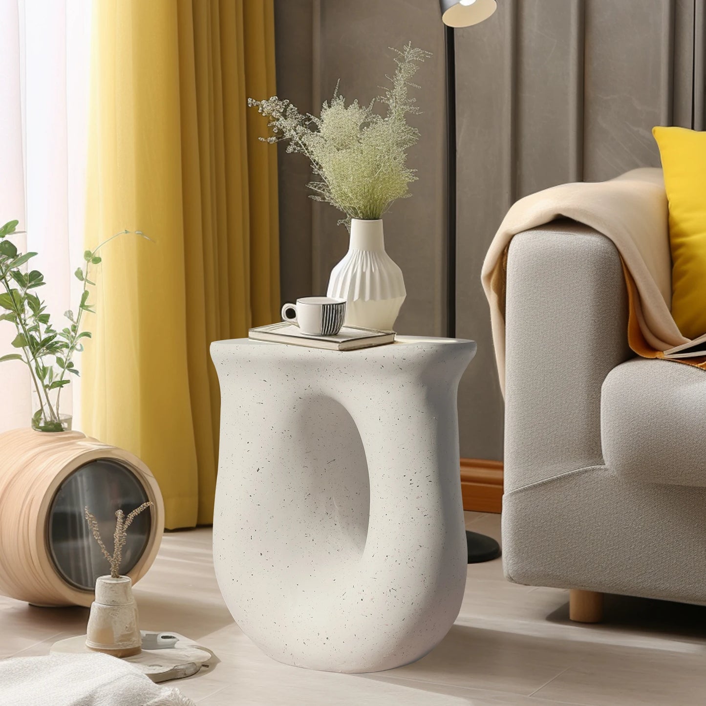 U-Shaped Geometric Side End Table