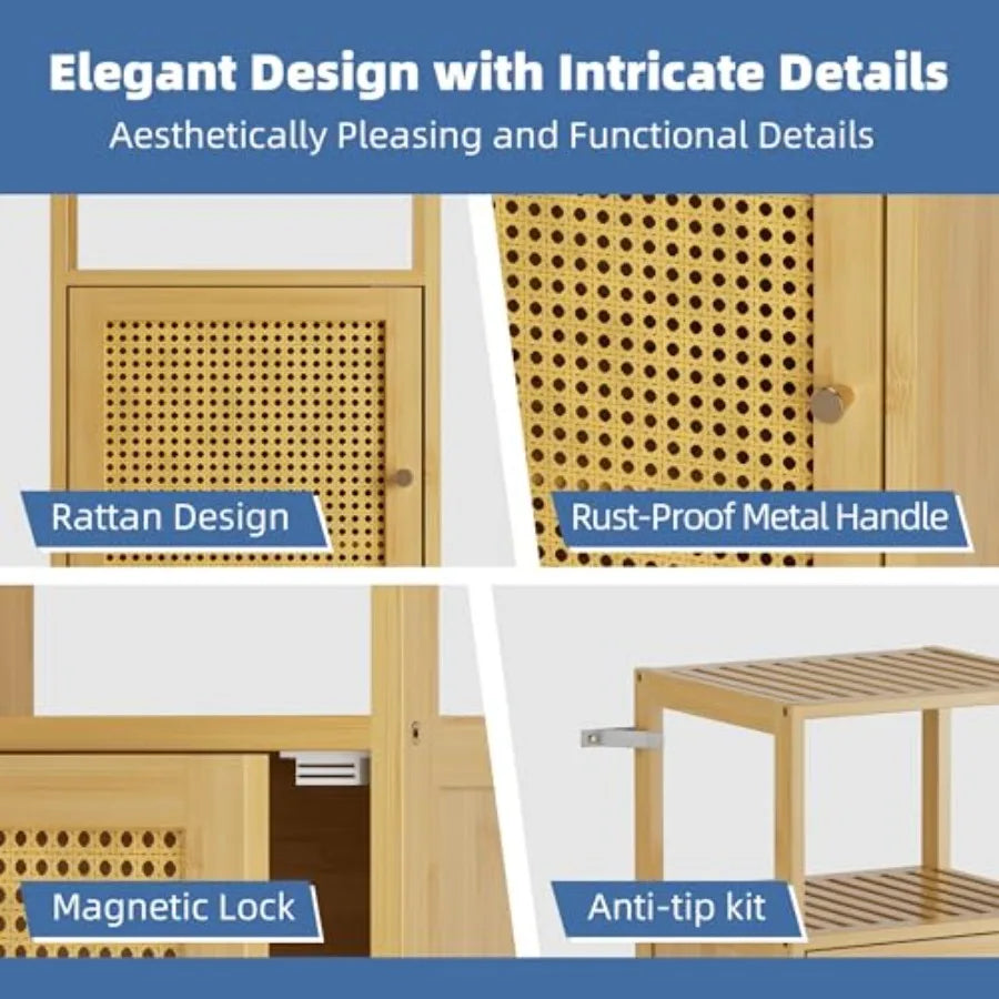 Bathroom Storage Cabinet Rattan