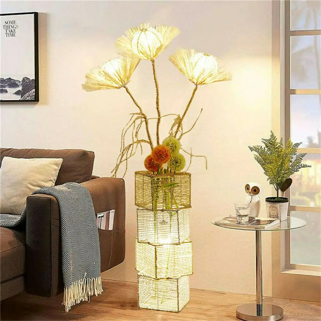 Decorative Floor Lamp LED Rattan Standing Lights