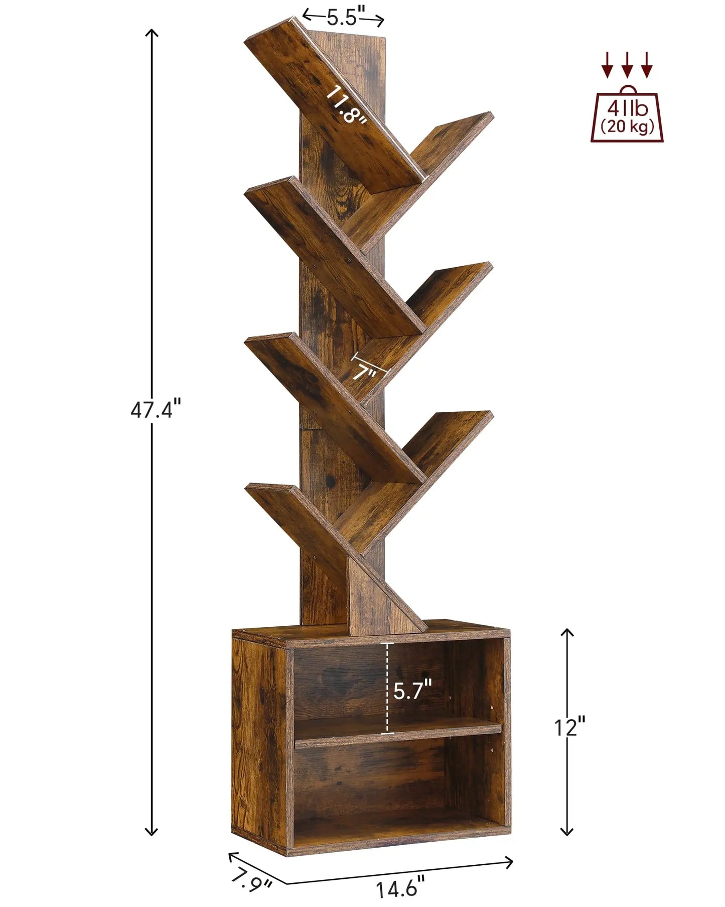6 Tier Tree  Floor Standing Bookshelf