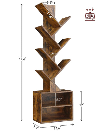 6 Tier Tree  Floor Standing Bookshelf