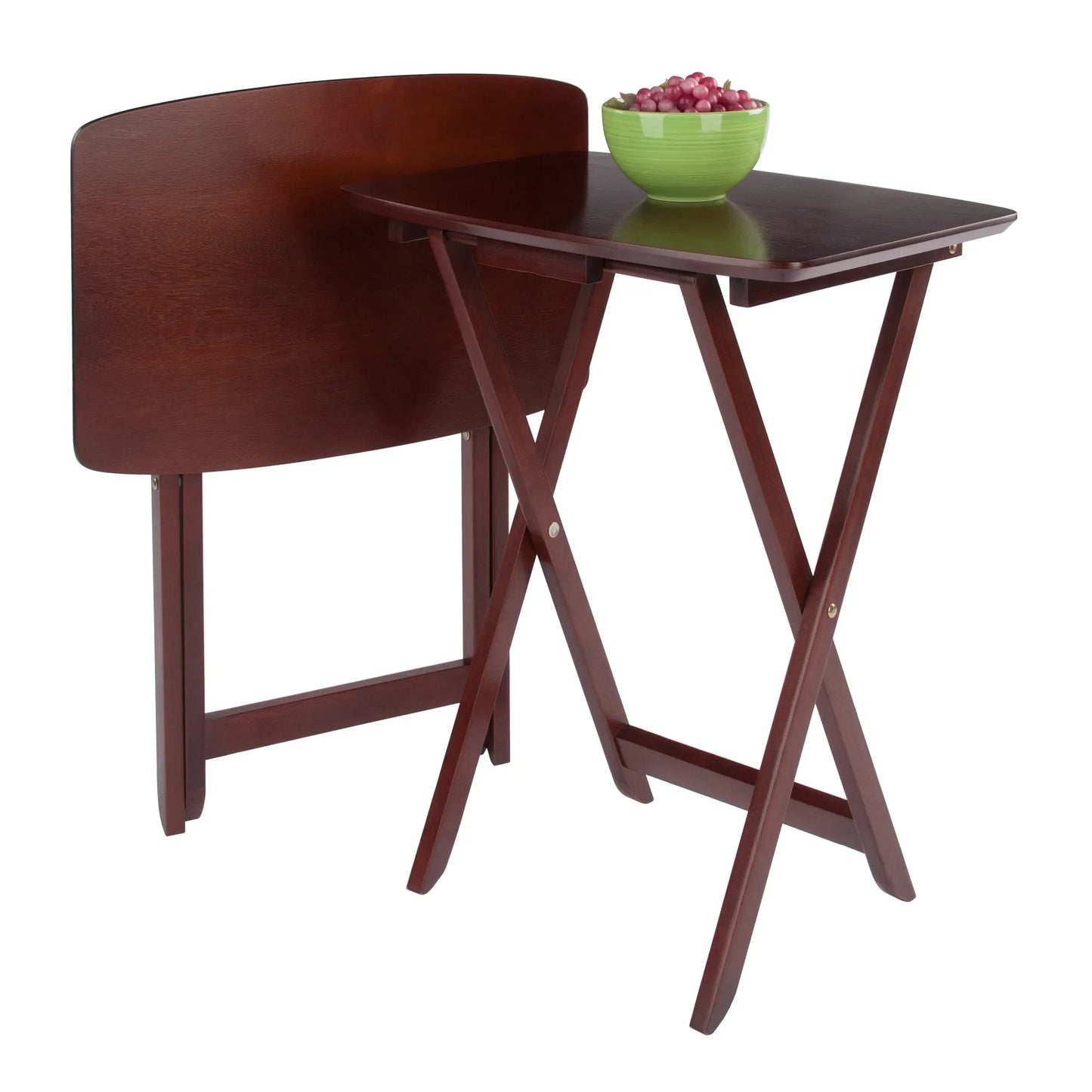 Solid Wood  2-Pc Snack Table Set Walnut