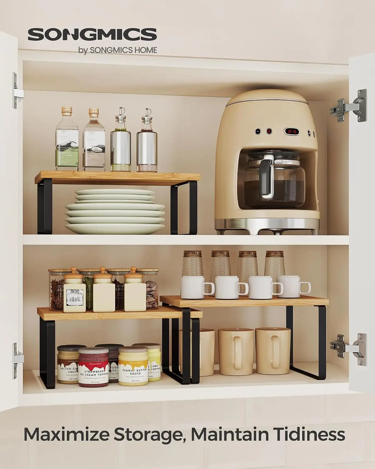 Cabinet Organizer Shelf Set of 3 Kitchen Counter Shelves