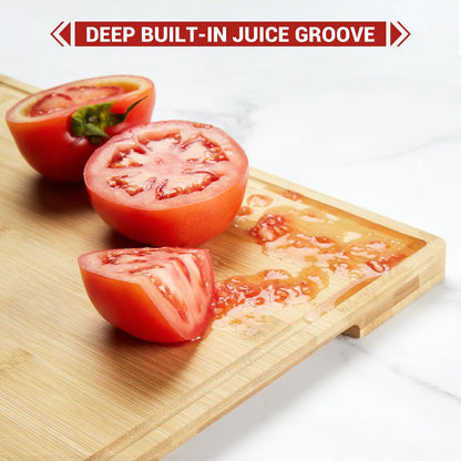 Bamboo Cutting Board Set of 3 with Holder