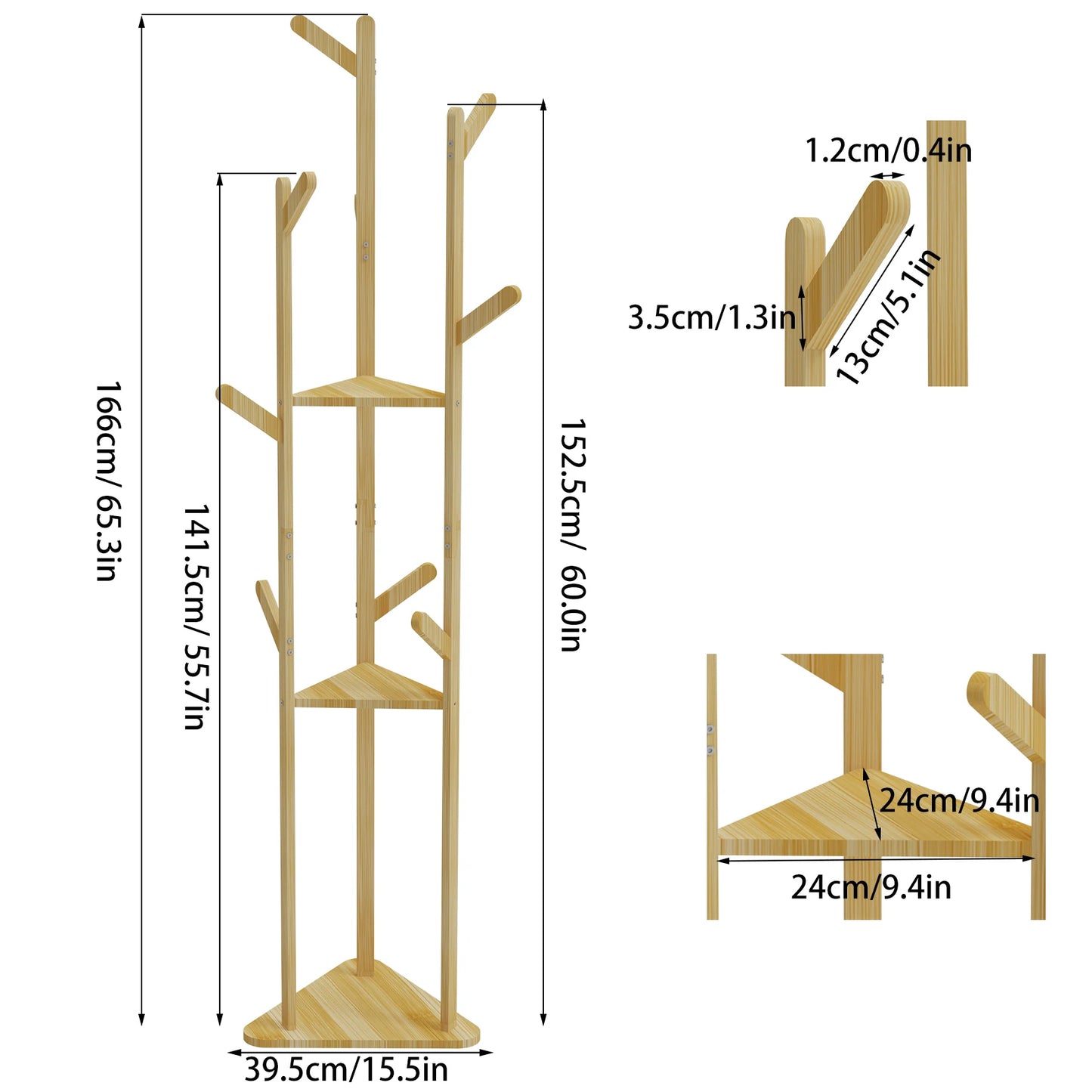 Coat Rack Stand Hooks Shelves Clothes Hanger