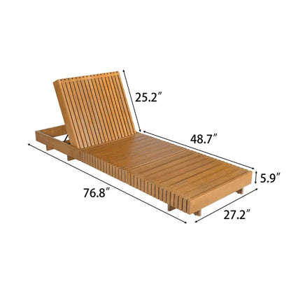 Adjustable Acacia Wood Chaise Lounge Chair