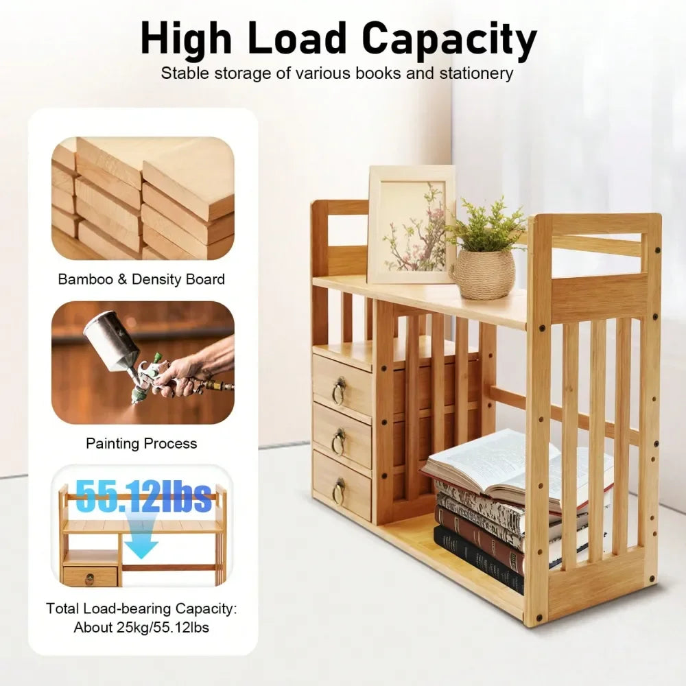 Bamboo Desktop Bookshelf Counter Top